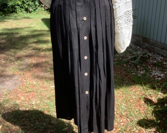 Rayon Pleated Skirt,Size 7,Button Front Skirts