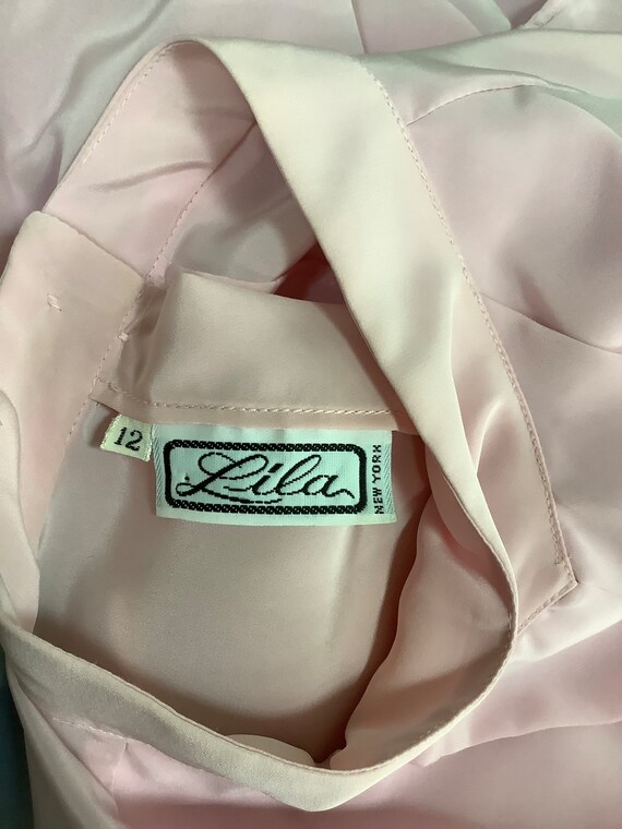 80’s Pink Polyester Blouse,Sz 12,Mock-Neck Pleate… - image 6