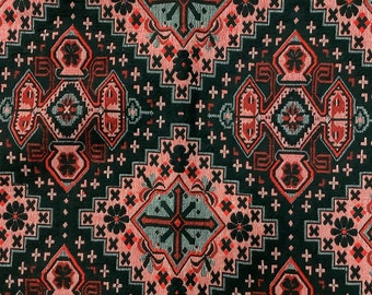 Vintage Harlequin Wool Rug, Heavy Loom Spread, European Design (80”x127")