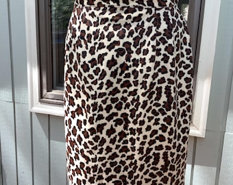 80’s High Waisted Sz 10 Skirt, Leopard Faux Fur Polyester,APART CLOTHING