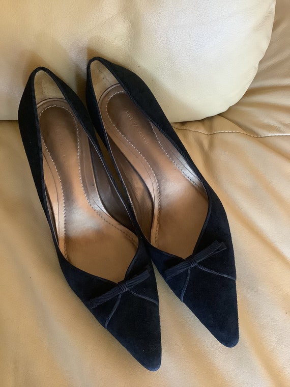 Escarpins Ann Taylor - Talon Bloc Noir & Cuir Matelassé Beige - Taille 6.5 US