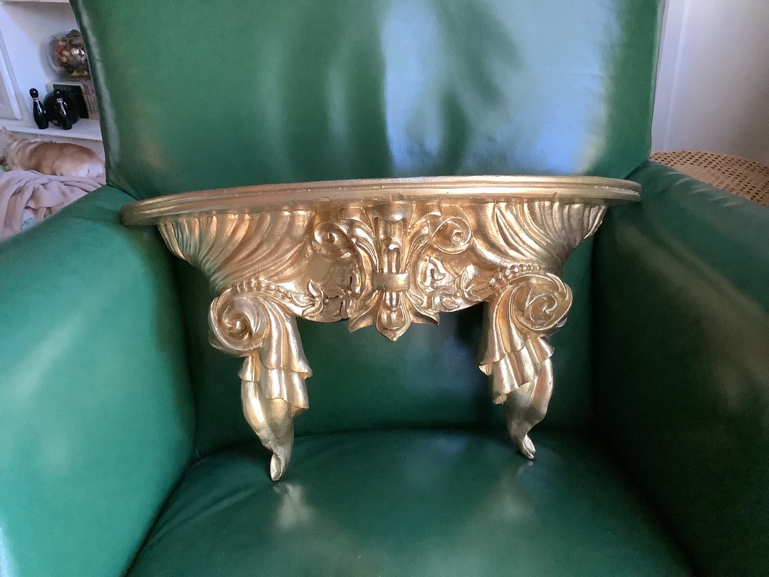 Vintage Victorian/edwardian Style Wooden Floating Wall Shelf,half Round