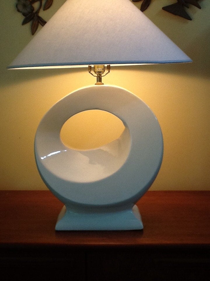 Vintage Large Lamps,Harris Lamp, Vtg.1988 Ceramic Circle,Lighting