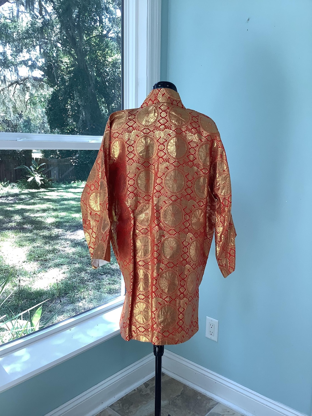 Japanese Kimono,size S, Metallic Gold Hostess Jacket,lounge Jacket ...