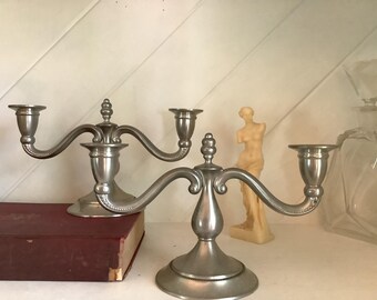 2x Vintage KMD ROYAL HOLLAND, Two Arm Candlestick Holders