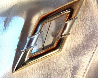 80’s Goldtone and Silver Dimond Shape Brooch ,Slanted Brooches