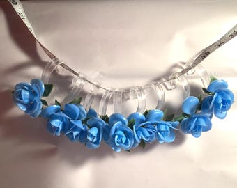 50s /60s Blue Plastic Roses for Shower Curtain Rod (pack of 8)