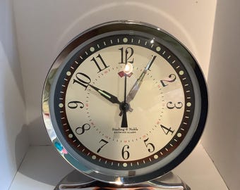 Clocks, STERLING AND NOBLE” Keywind Alarm Clocks ,Day-Glo Dots and Arms