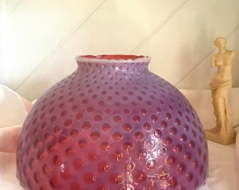 FENTON Cranberry Coin Dot Victorian Glass Dome Shade,19th Century Lighting