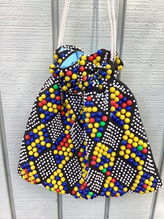 50’s Rock Candy Handbag, Dot Candy Pull Cord Purse - image 1