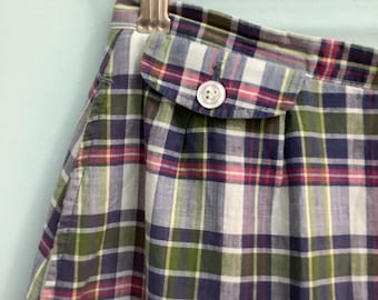 Sz 8 Madras SKIRTS “Brooks Brothers” Plaid Cotton Skirt, 1960s A-Line