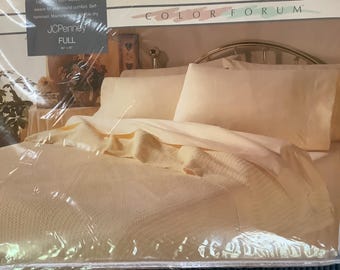 JCPenny, 80’s White Cotton Thermal Blanket ,FULL Size Blanket Throw 80” x 90”