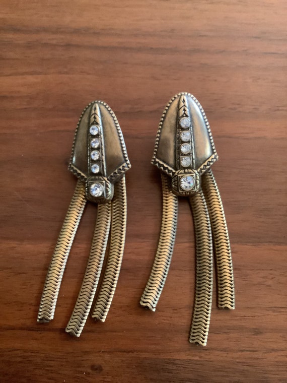 Vintage Deco Era Style,Clip On Earrings,Brass 193… - image 1