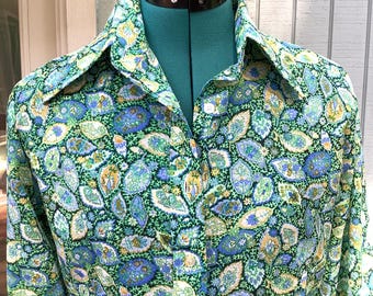 80’s Blouses Sz L, Abstract Print Day Shirts