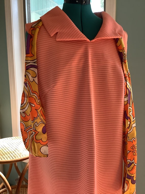 70’s Double Knit Dress, Sz 16-18,Polyester Knit S… - image 6