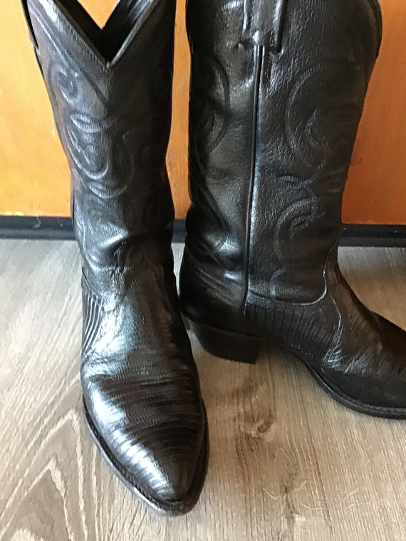 Cowboy Boots,Size 7, Tony Lama,Black Lizard,Cowboy