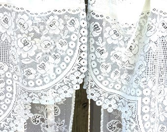 Victorian Style Window Treatments, 3 Sets of Lace Curtains,Floral Corner Curtains,Window Panels,Rod Curtains