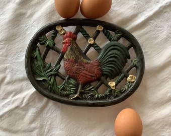 Vintage Cast Iron Roaster Trivet, 1940s Farmhouse Kitchen Decor