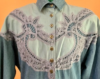 Jean Denim Dress,Size S, 80’s Padded Shoulder Frock,Country Punk, Farm Dresses