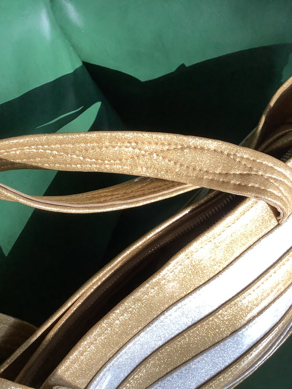 Vintage Vinyl Handbags, Sparking Gold and Silver … - image 2