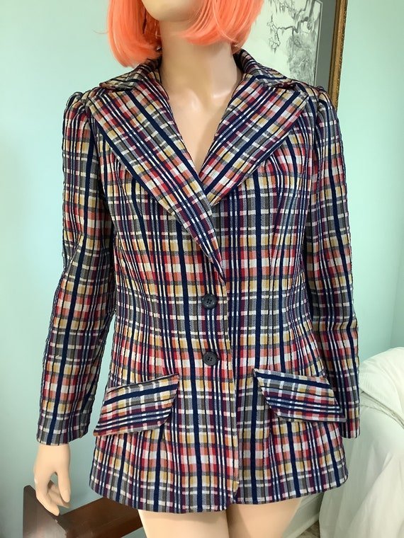 Vintage Plaid Blazer,Sz M-LSport Jacket,Double Kn… - image 2