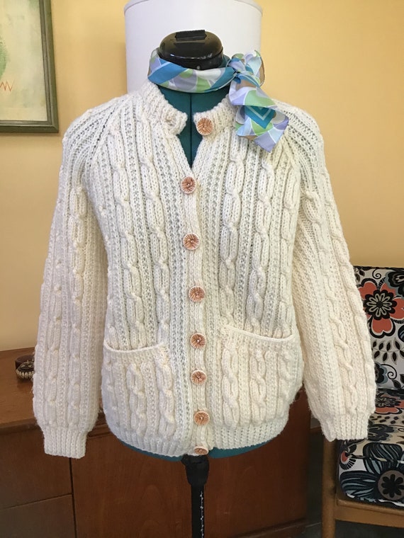 80’s Handknit Cable Womens Sweater,Size M-L Sweate