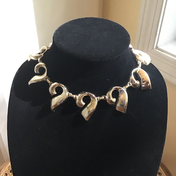 Vintage Chocker Necklace,CARLITE ,Goldtone Curl Necklace, 70’s Jewelry,Crocker,Cocktail Jewelry