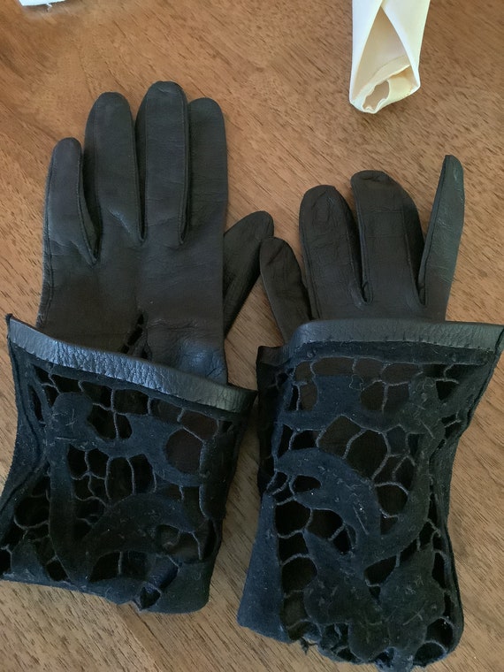 Vintage Leather Kidd Leather Gloves,Black Kidd Gl… - image 4