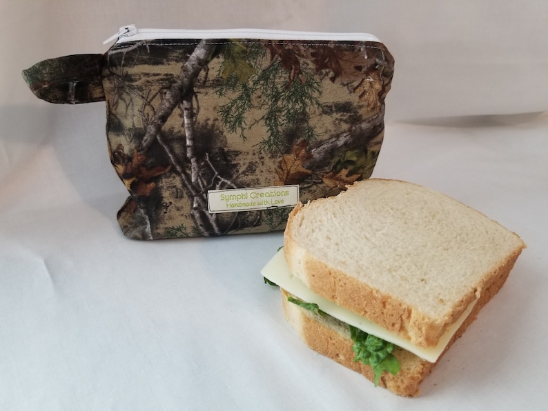 Camoflage Reusable Sandwich Size Zipper Bag Waterproof Food Safe Procare lined Zero Waste Pouch Washable Sacks Eco Friendly