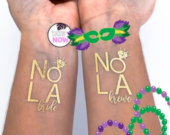 New Orleans Tattoos | Bachelorette Party Favor, Custom Tattoo, New Orleans Bachelorette, Personalized Tattoo, Mardi Gras, NOLA tattoo, NOLA
