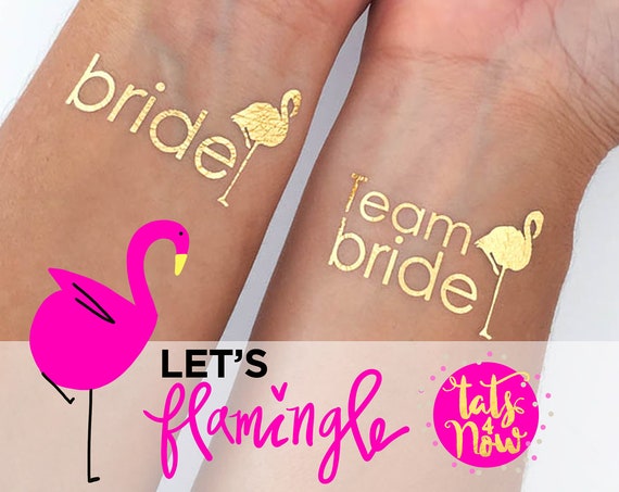 Flamingo Themed  Gold Tattoos