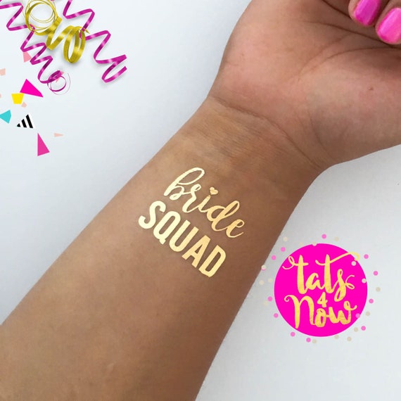 Bride squad, bachelorette party, bachelorette party favors, gold tattoo, bridal party tattoo, squad tattoo, bridesmaids gift