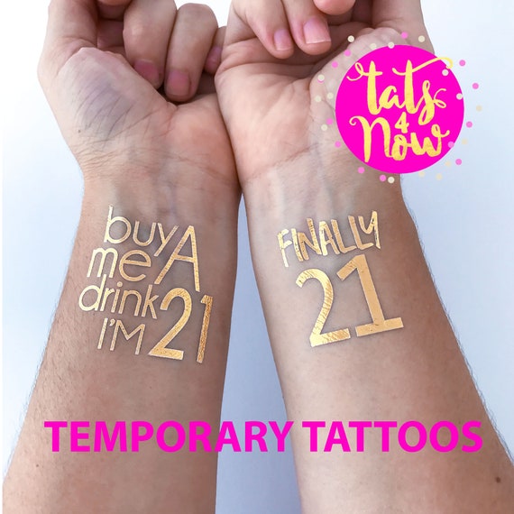 21st Birthday Party Temporary Tattoos - 21st Birthday Party Favors