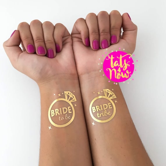 Diamond Ring Bride Tribe + Bride To be gold tattoos