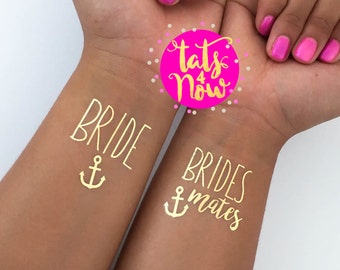 Bridesmate bachlorette party tattoos, matching bride, anchors away, nautical themed party, nauti