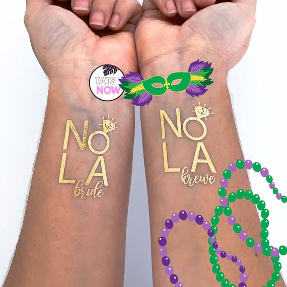 NOLA Tattoos / Bachelorette party tattoos / NOLA Bachelorette tattoos / New Orleans party favors / Gold tattoos / hen party favors