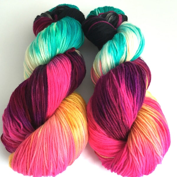 Hand Dyed/HandPainted Yarn -- Water Lilies on Ultrasoft 100% Merino Fingering