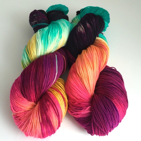 Hand Dyed/HandPainted Yarn--Water Lilies on Superwash 75 Merino/25 Nylon Sock