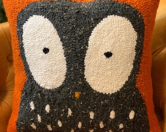 Graphic Owl Punch Needle Pillow