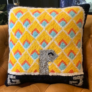 Graphic Turtle Punch Needle Pillow