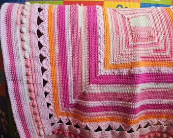Pink baby blanket cotton sunset orange
