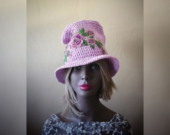 Purple crochet top hat