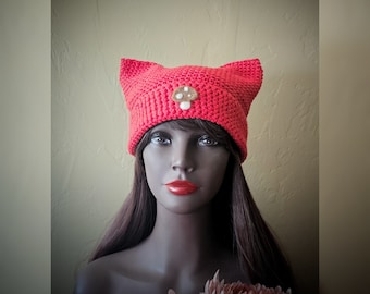 Red Mushroom Cat Ear Beanie