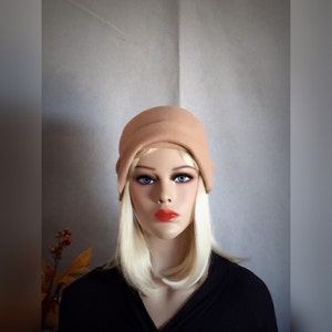 Beige cloche hat