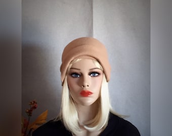 Beige cloche hat