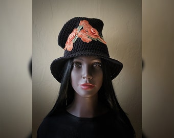 Black and Orange Hat. Top hat.