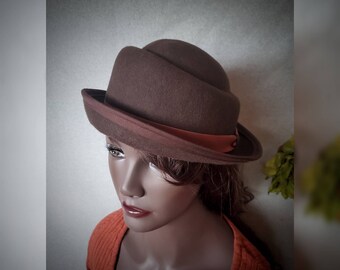 Pork pie hat. Wool hat.