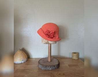 Orange cloche hat