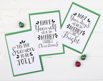 christmas card pack festive song lyrics christmas card etsy