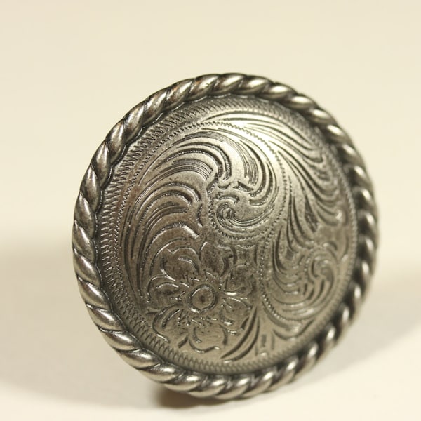 Fancy Western Knob - Old Silver